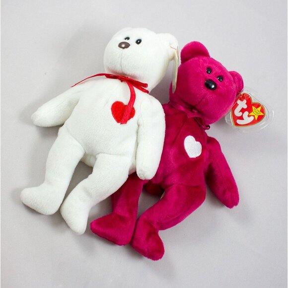 Ty Valentino 1994 with Brown Nose & Valentina 1999 Beanie Babies with Tags - Picture 10 of 15